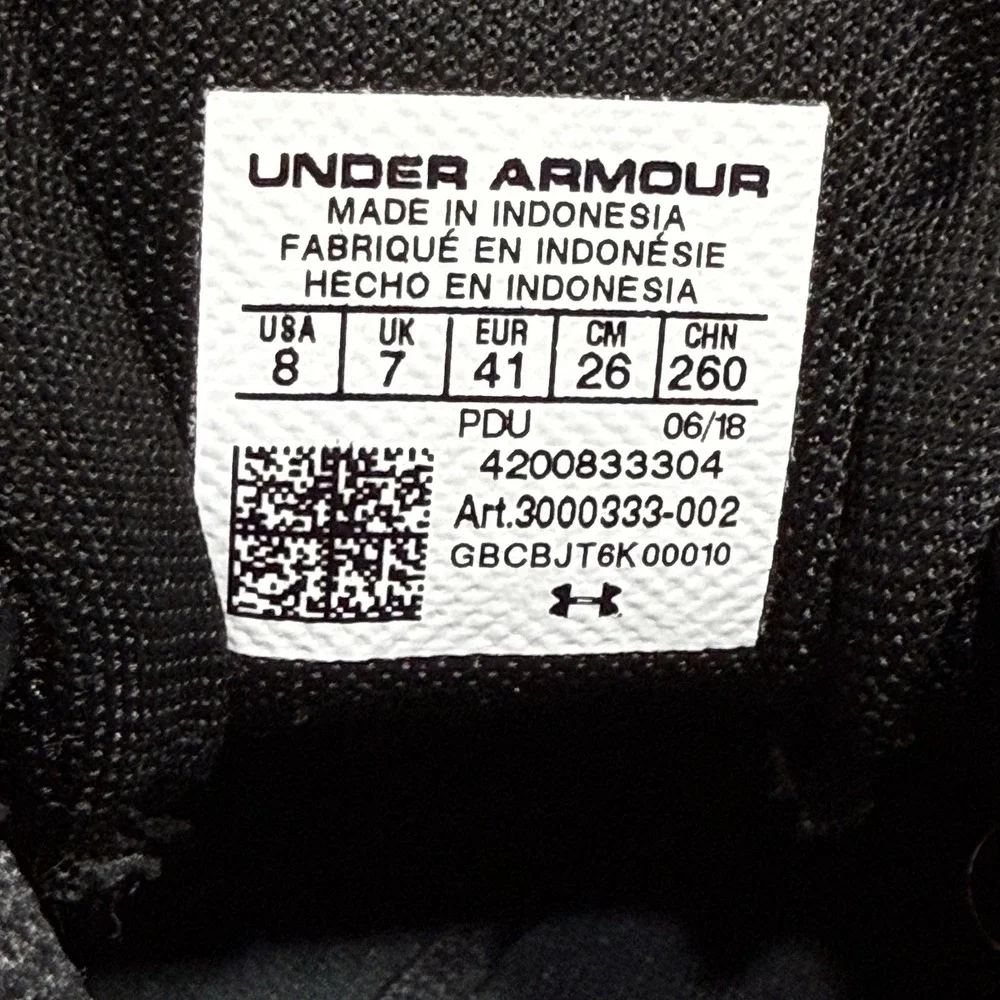 Under Armour Shoes Mens‎ Sz 8 Athletic Sneakers 3000333-002 Black Workout Gym